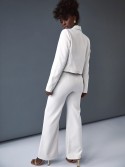 Wide, high-waisted trousers, light beige SFMY16372 - Online store - Boutique